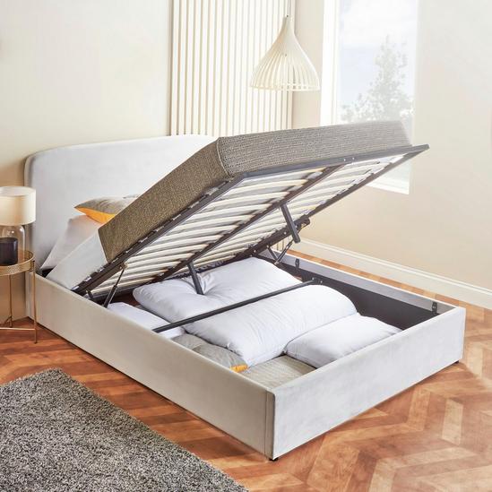 Home Treats Ottoman Bed Frame Velvet Storage Bed With Hybrid Mattress 1