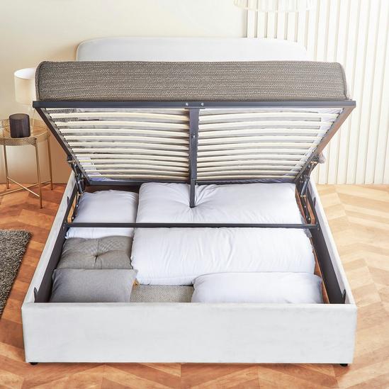 Home Treats Ottoman Bed Frame Velvet Storage Bed With Hybrid Mattress 3