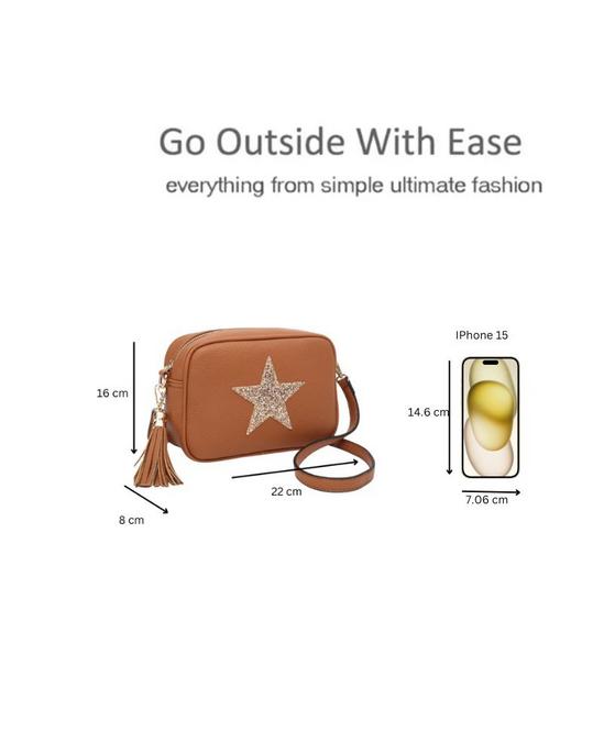 Kitise Sparky Shiny Glitter Star Tassel Charm Crossbody Bag With Tassel Charm 5