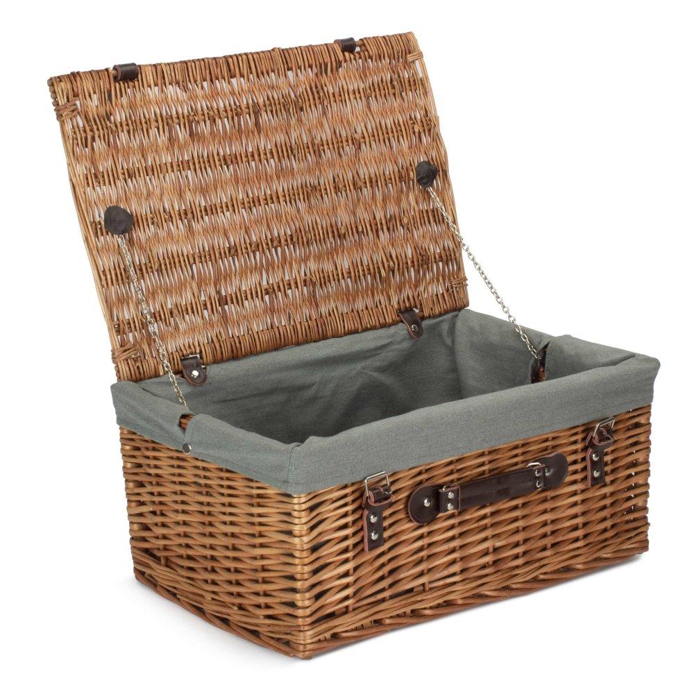 51cm Double Steamed Picnic Basket with Grey Lining