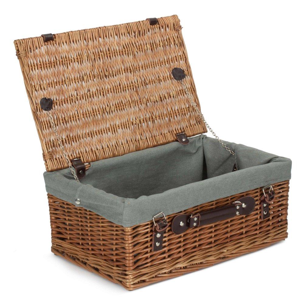46cm Double Steamed Picnic Basket with Grey Lining