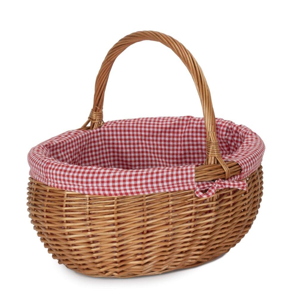 Wicker Cotton Lined Deluxe Shopping Basket
