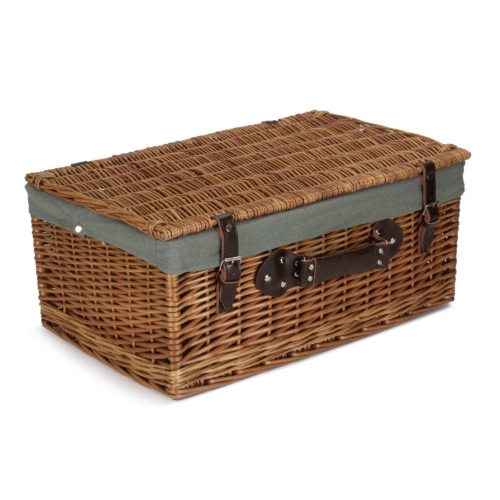 Wicker 56cm Double Steamed Picnic Hamper Basket with Cotton Lining