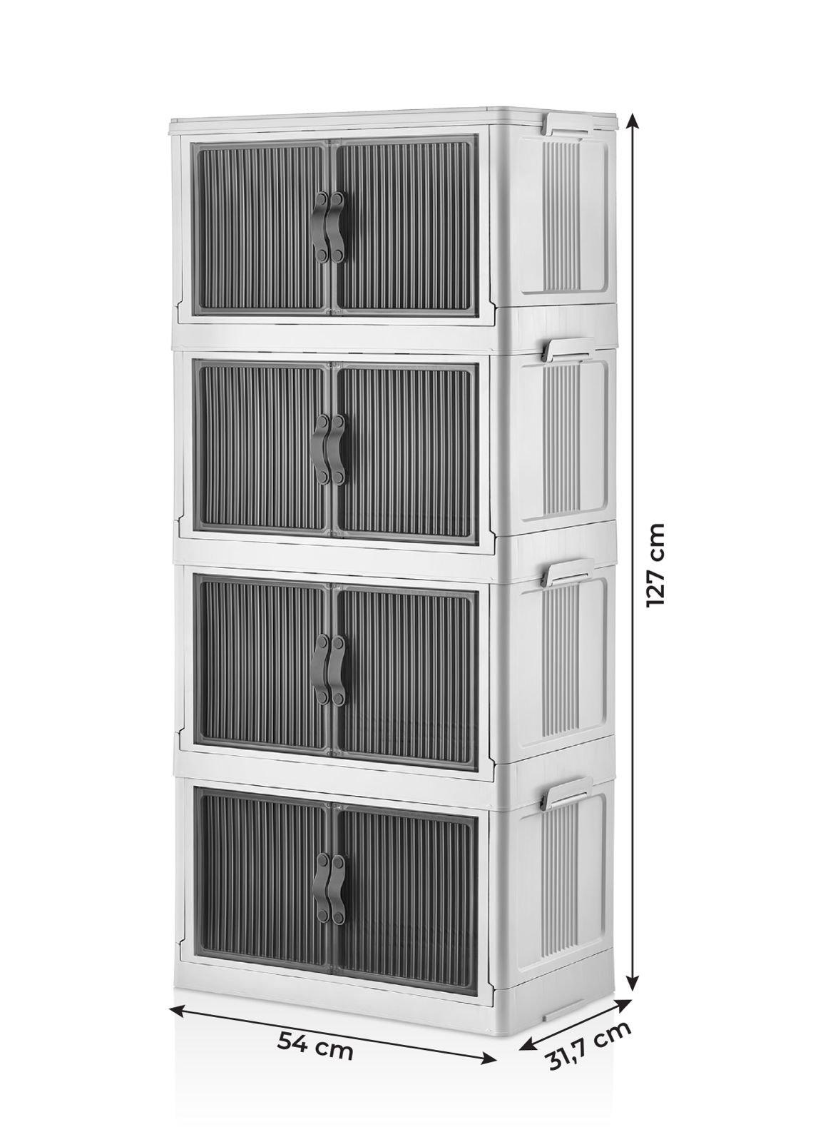 Collapsible Closet Organizers with wheels and Door Stackable Foldable Storage Boxes - 4 boxes