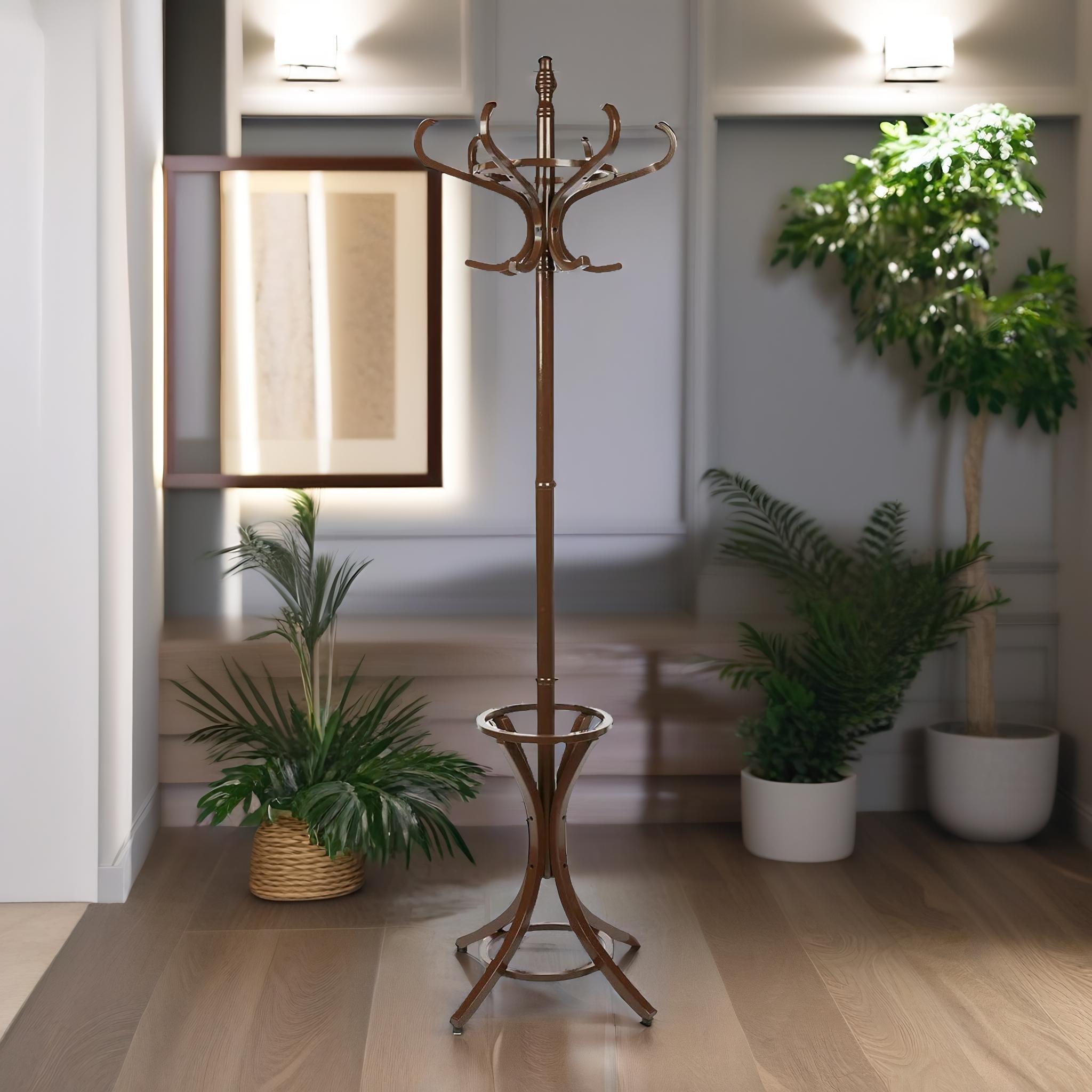 Wooden Coat Stand With 12 Hooks