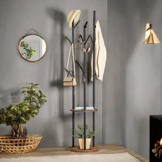Rafaelo Mobilia Industrial Rustic Coat Stand With 2 Shelves 2
