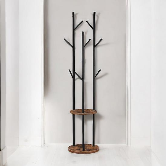 Rafaelo Mobilia Industrial Rustic Coat Stand With 2 Shelves 5