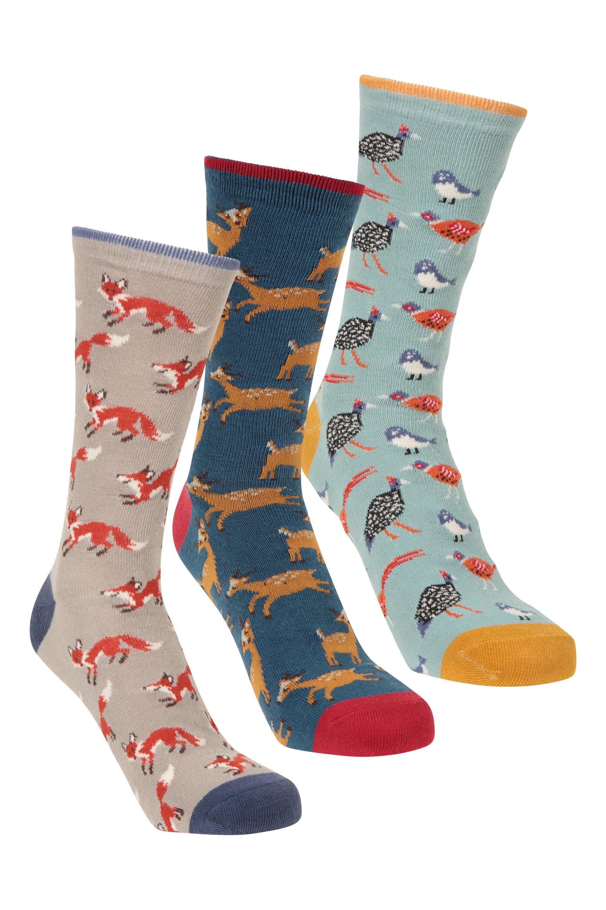 Socks Patterned Design Mid Calf Recycled Sock Pack of 3
