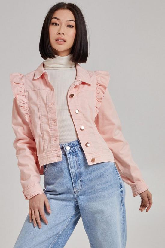 Pink Vanilla Frill Shoulder Denim Jacket 1