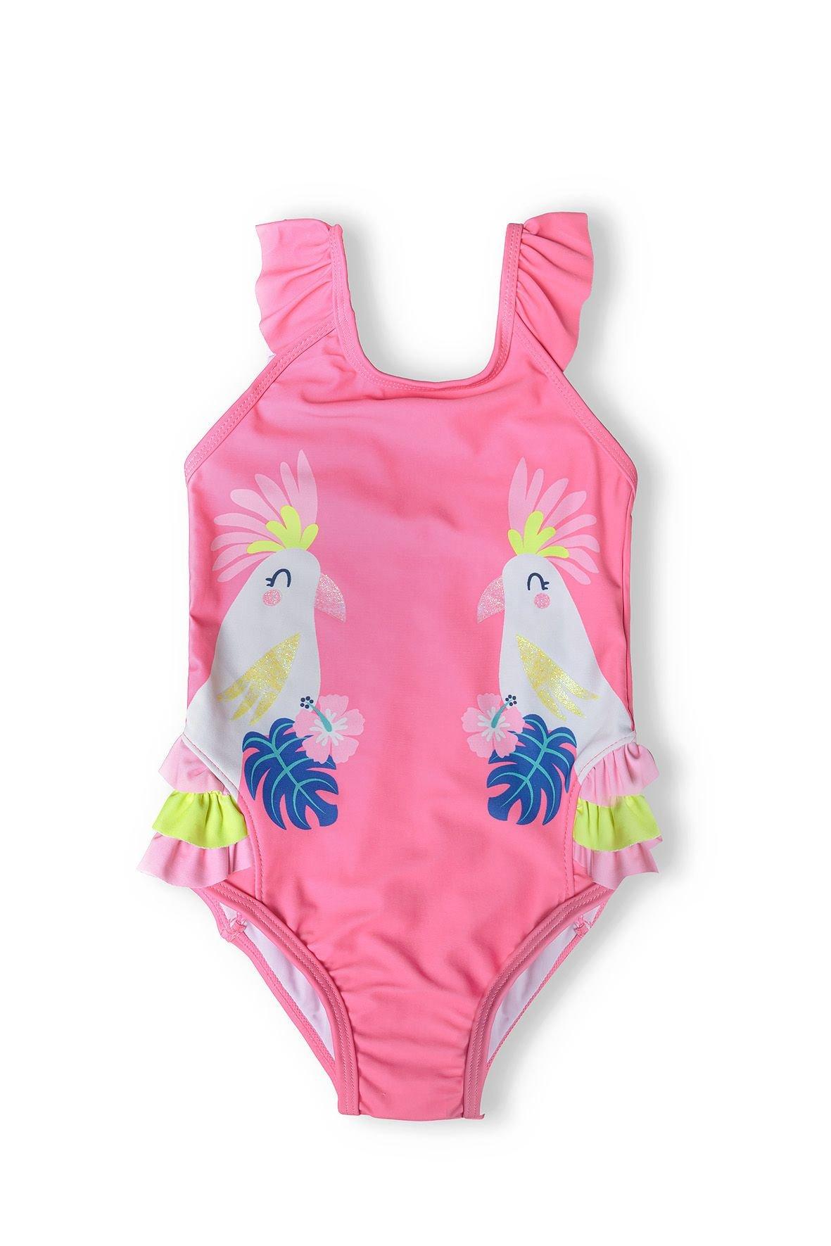 Swimsuit with glitter print and frills