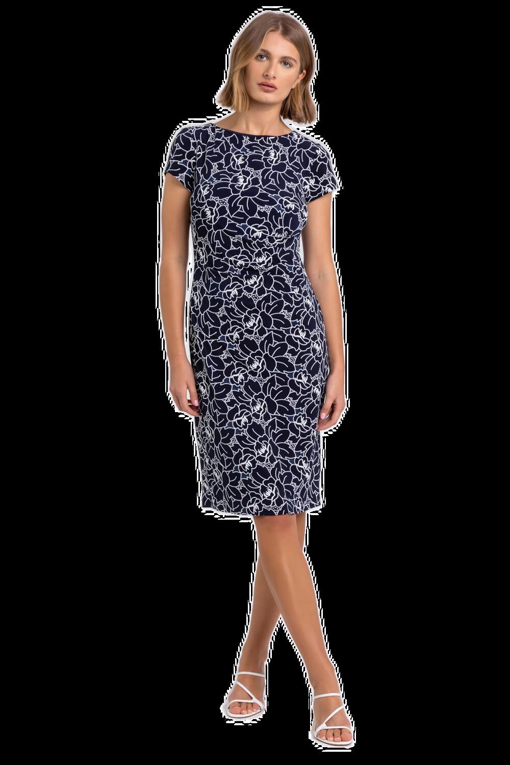 Floral Print Stretch Ruched Dress