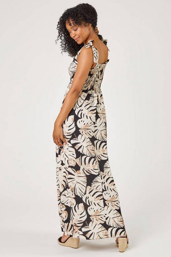 Roman Petite Tropical Print Shirred Maxi Dress 3