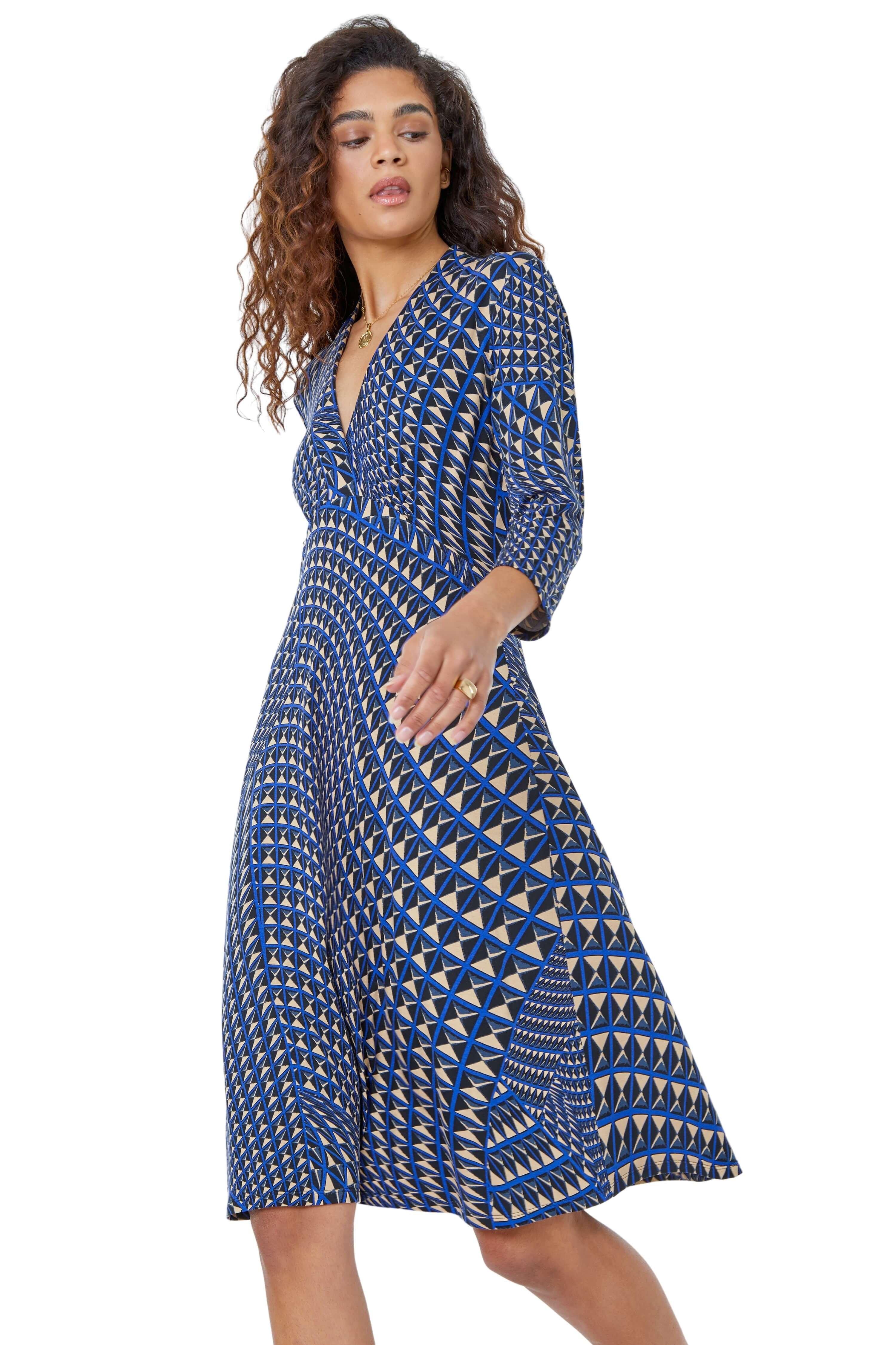 Geometric Print Stretch Dress