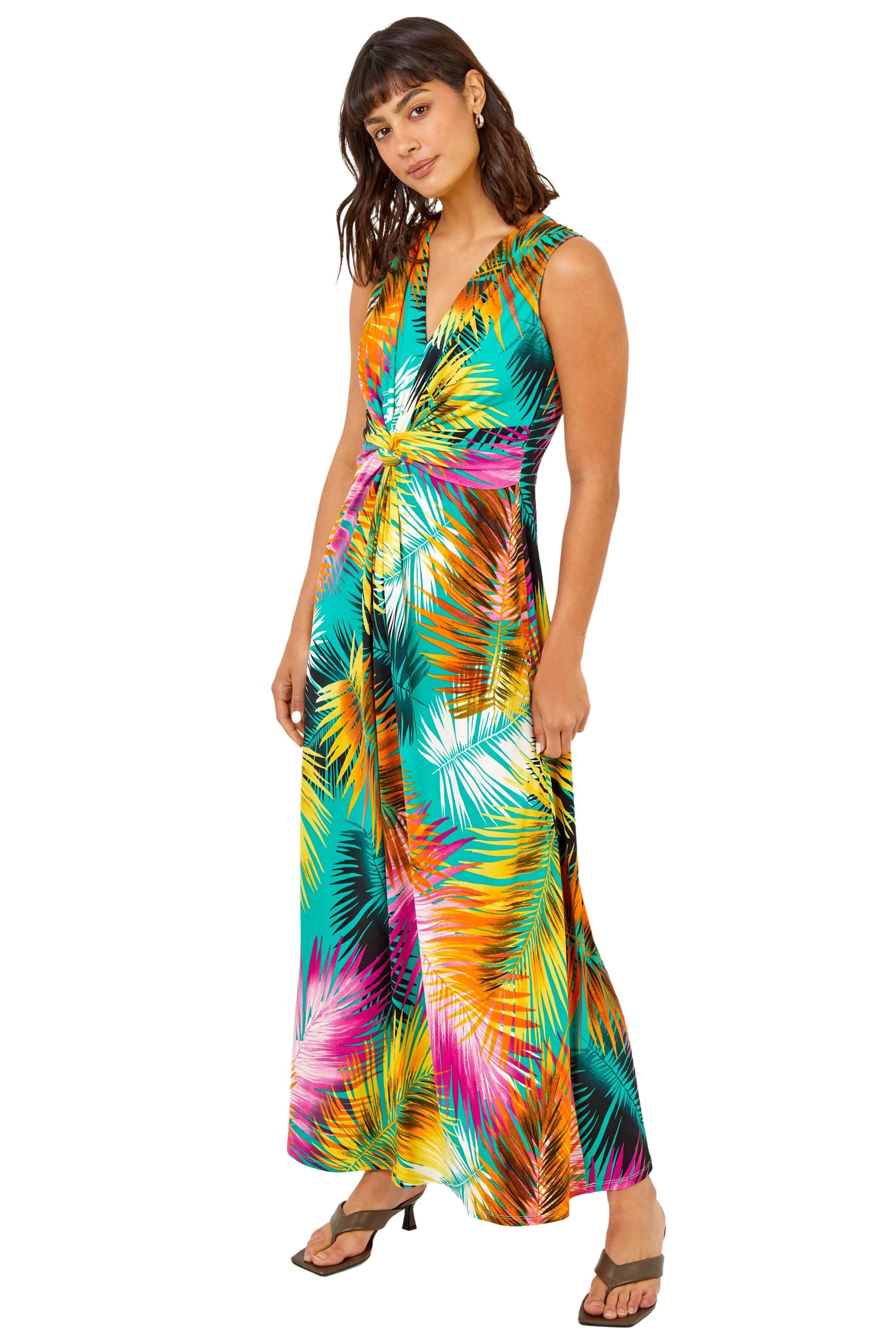 Floral Twist Stretch Jersey Maxi Dress
