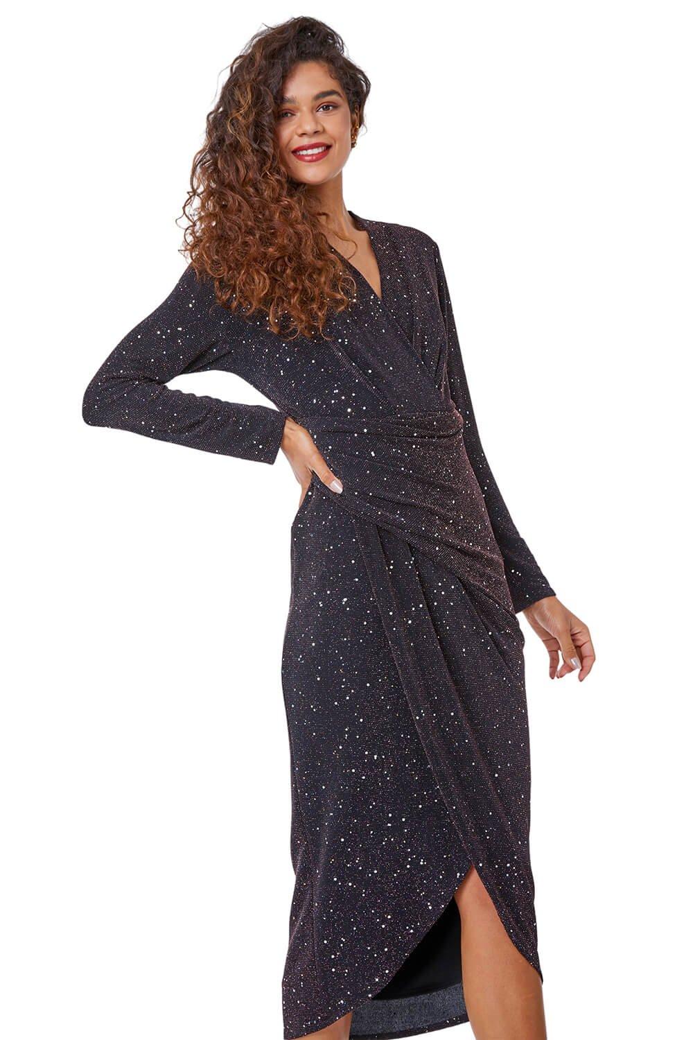 Glitter Wrap Midaxi Stretch Dress
