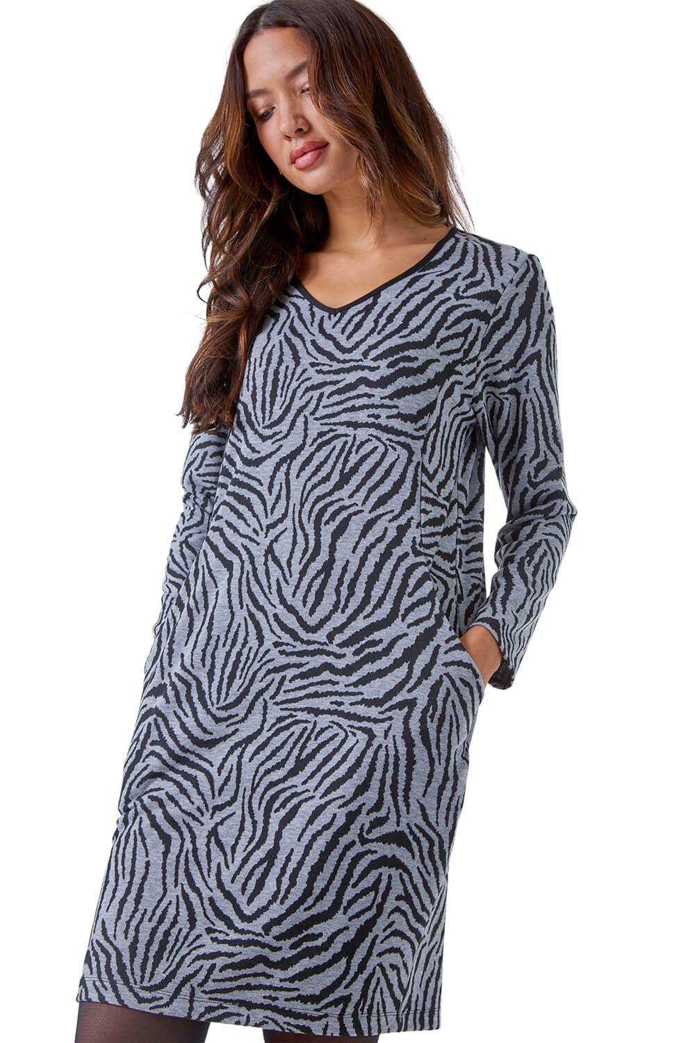 Zebra Print Pocket Dress