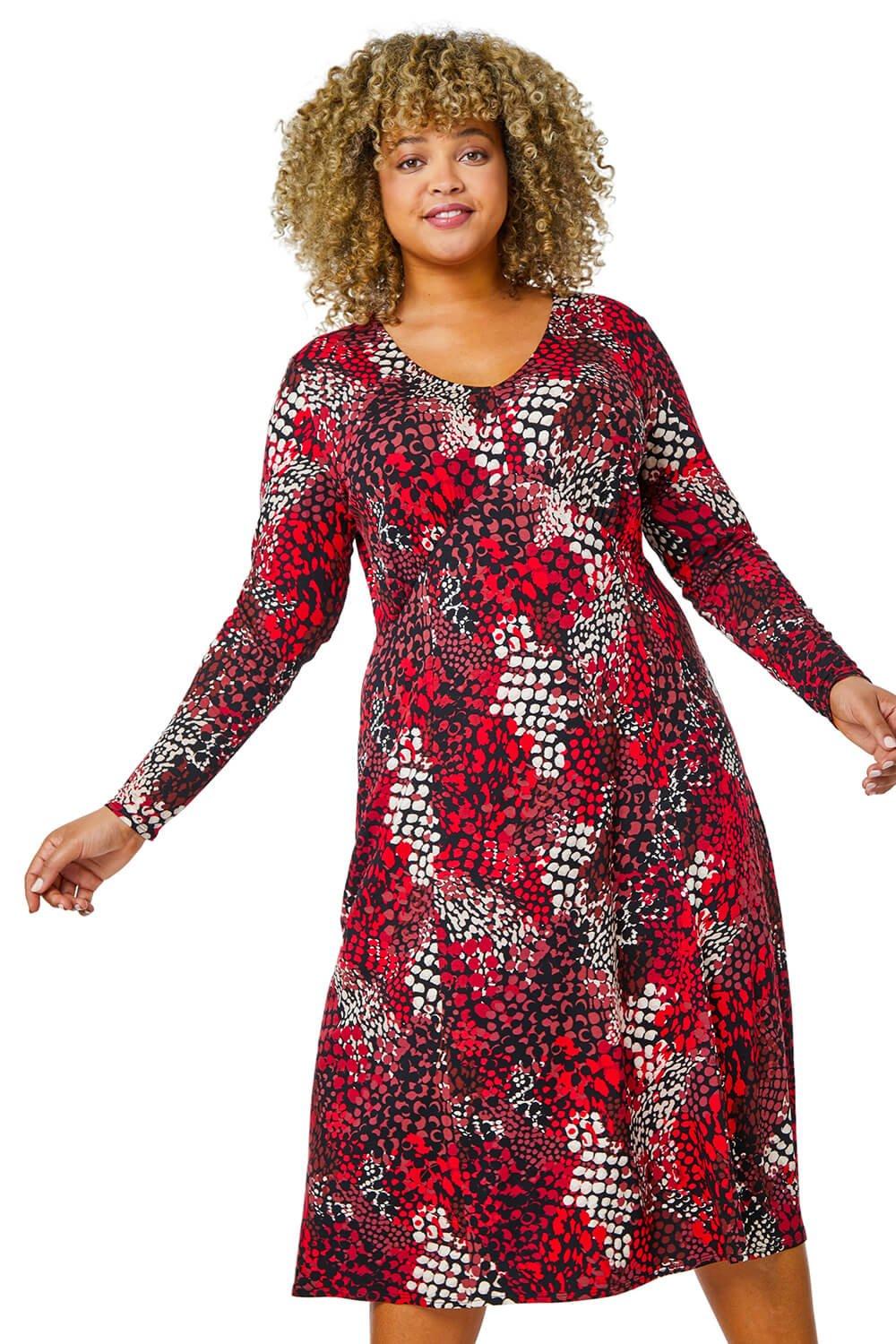 Curve Abstract Print Stretch Dress