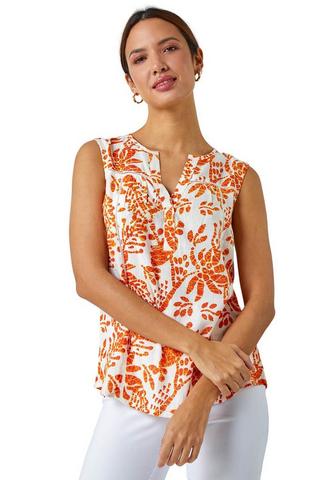 Product Sleeveless Floral Print Vest Orange