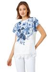 Roman Floral Print Lace Trim Stretch T-Shirt thumbnail 1