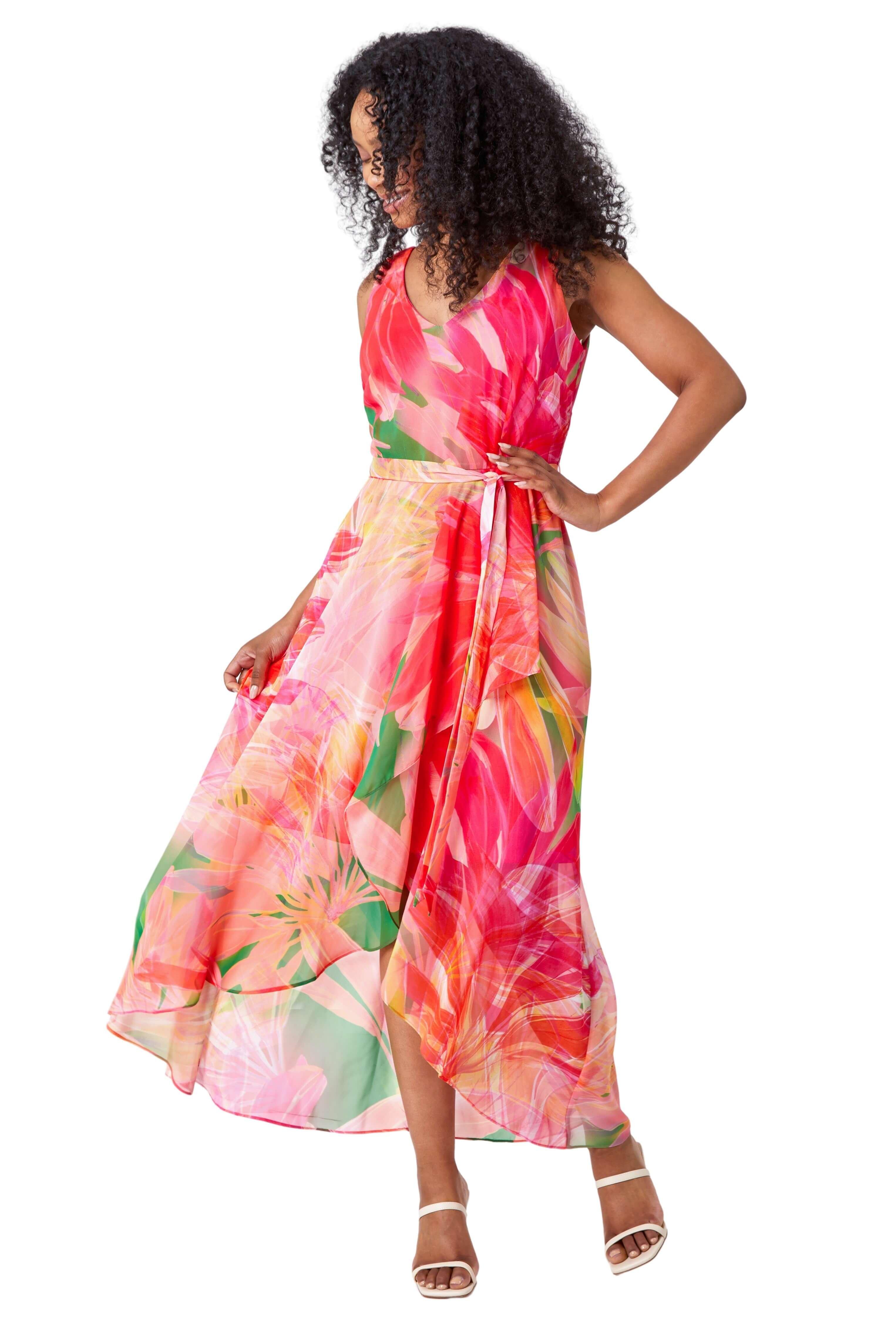 Petite Sleeveless Floral Print Maxi Dress