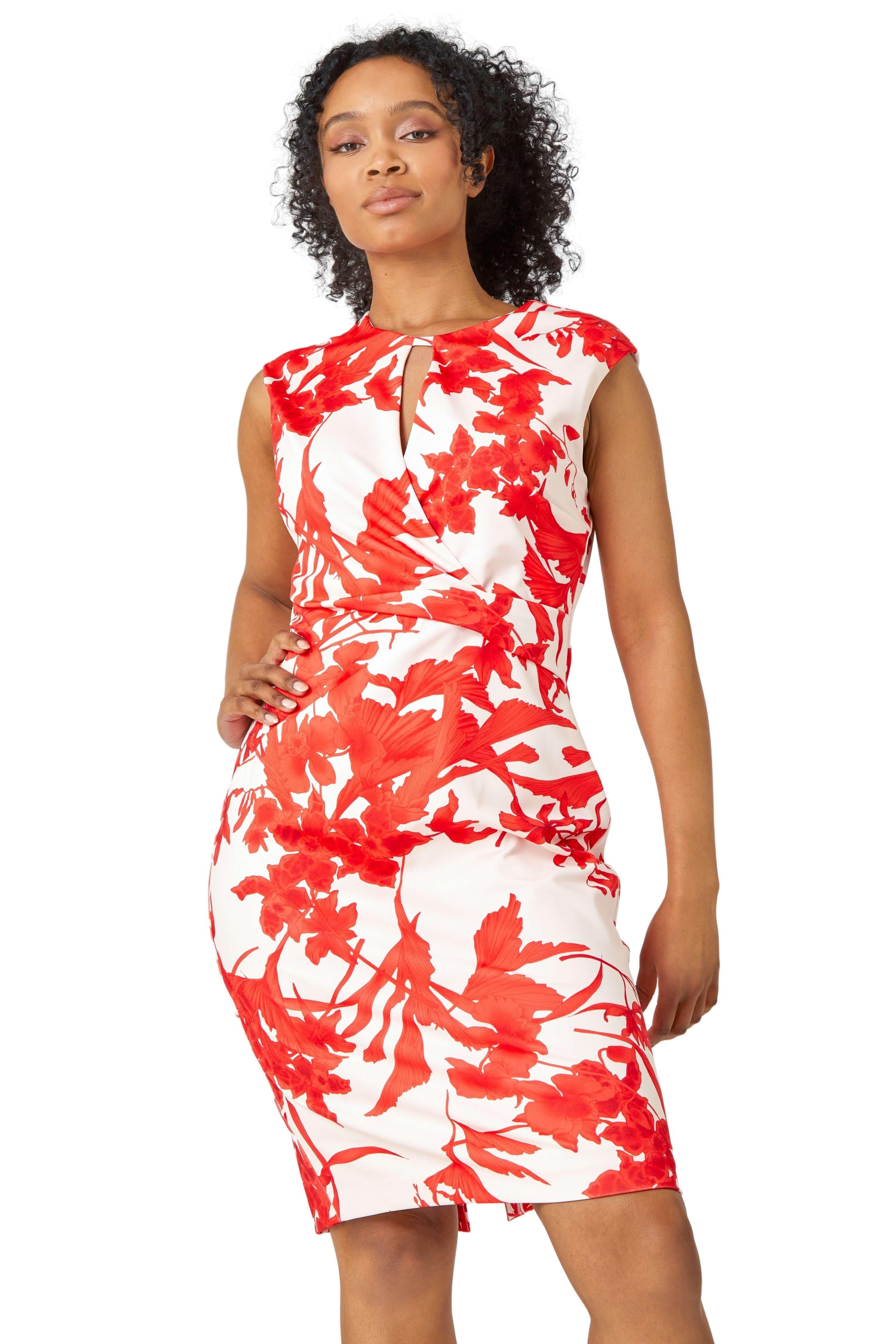 Petite Premium Stretch Floral Twist Dress