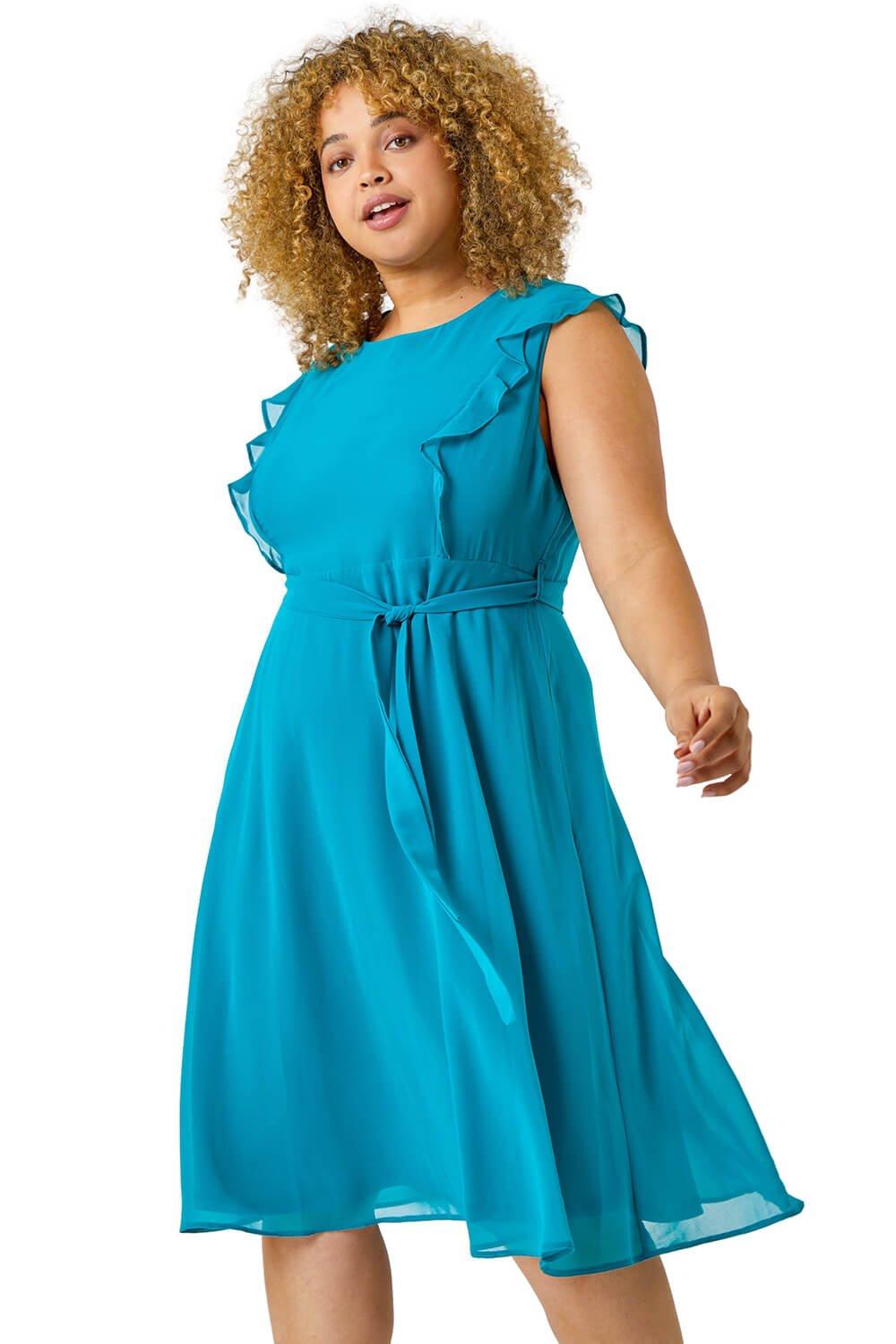 Curve Frill Detail Belted Dress
