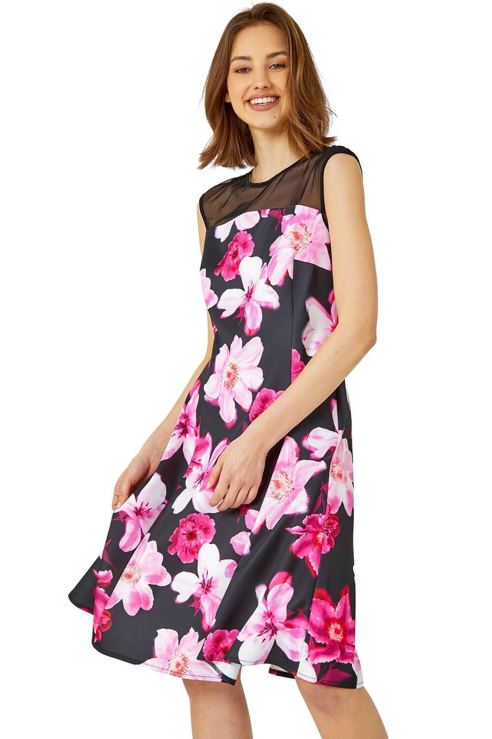 Premium Stretch Floral Mesh Dress