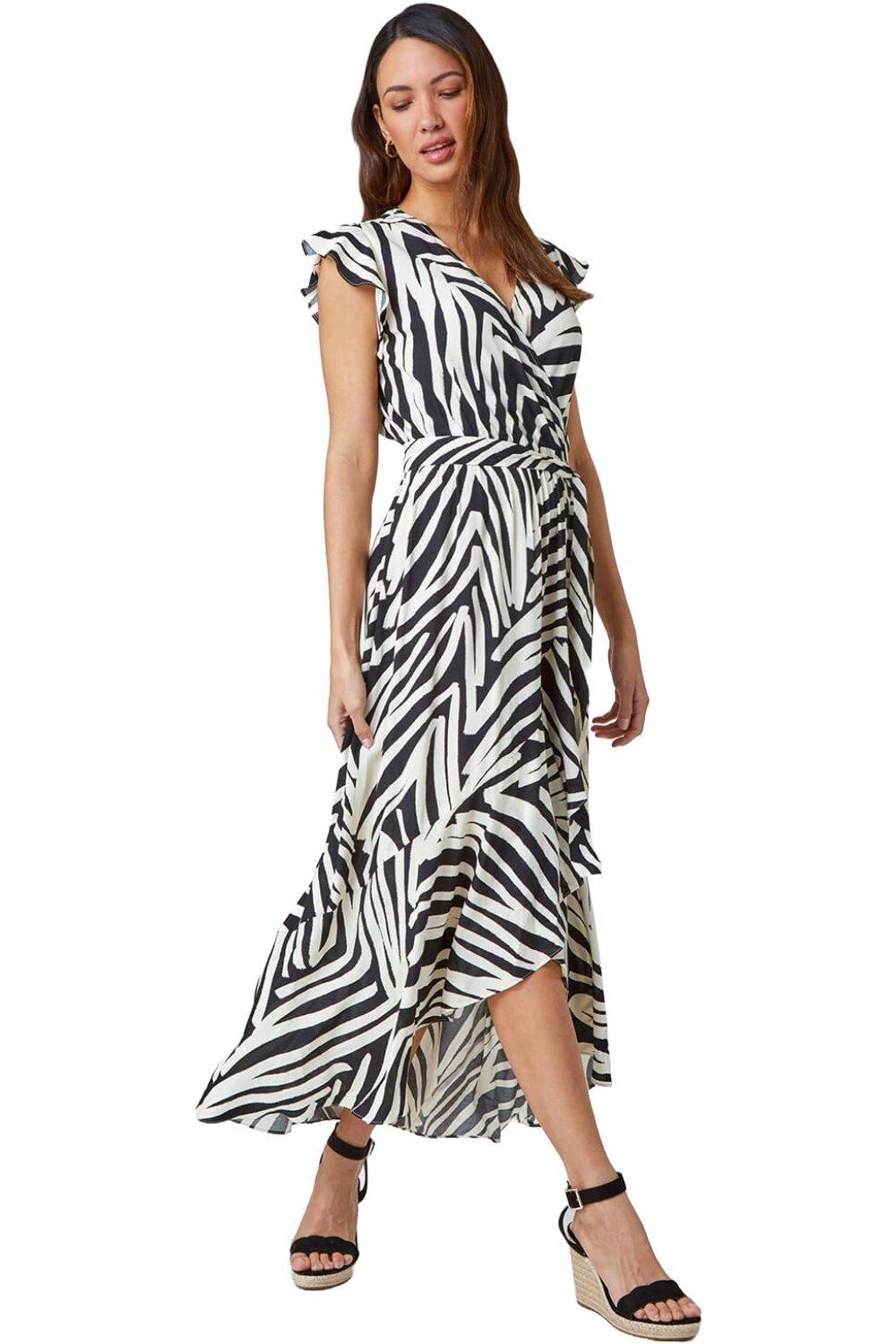 Zebra Print Maxi Wrap Dress