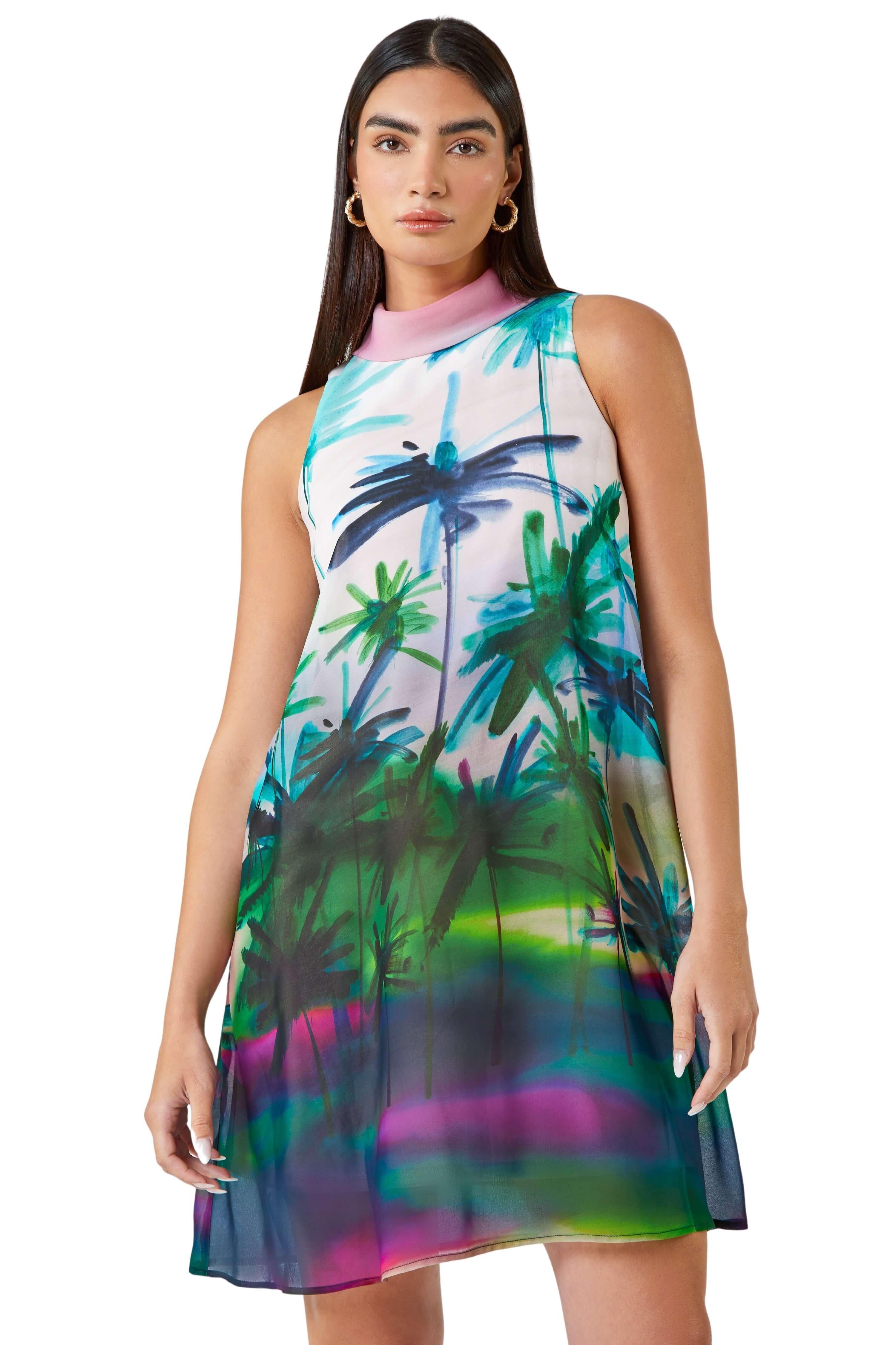 LIMITED Tropical High Neck Shift Dress