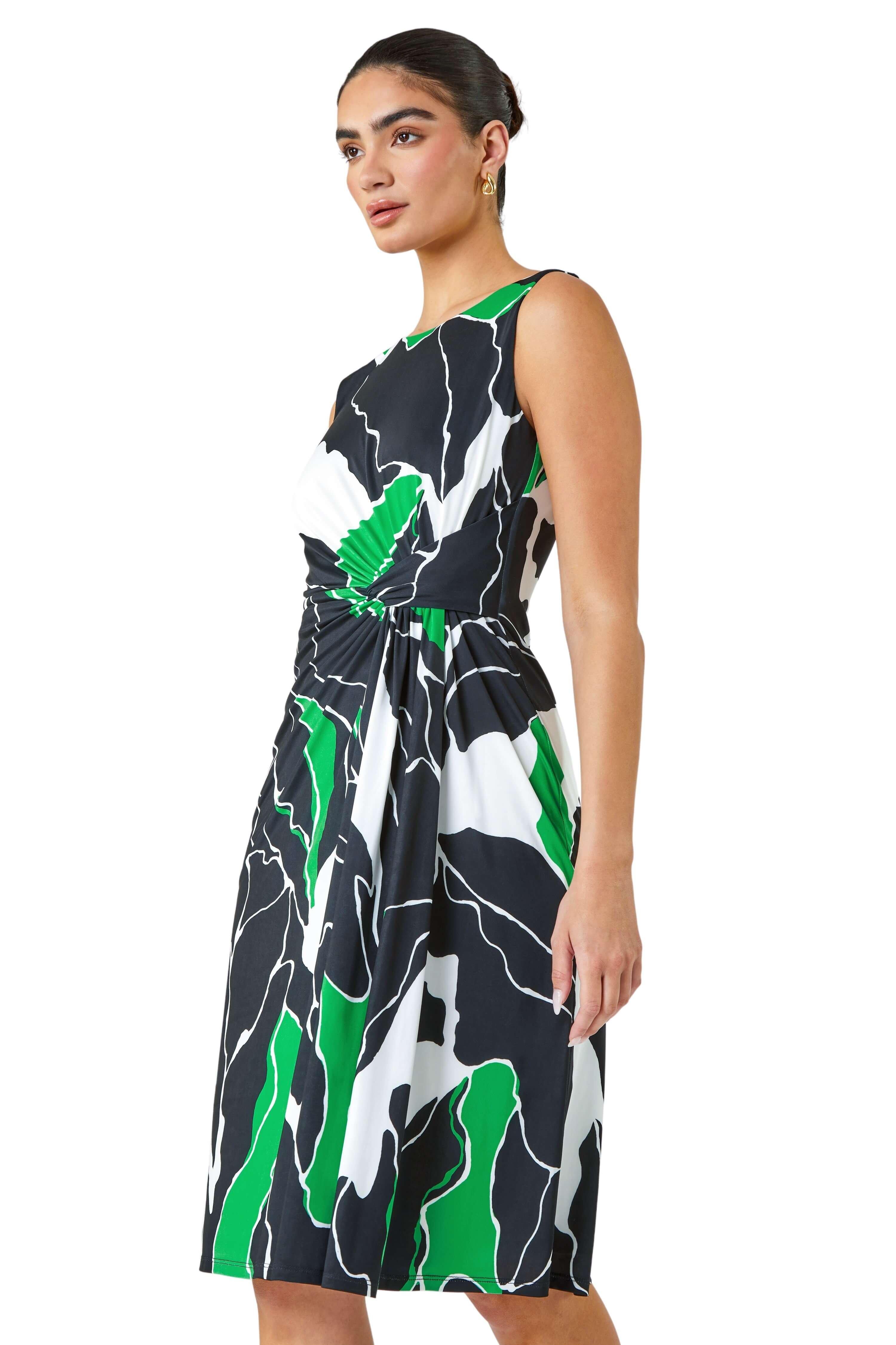 Limited Abstract Twist Detail Stretch Dress