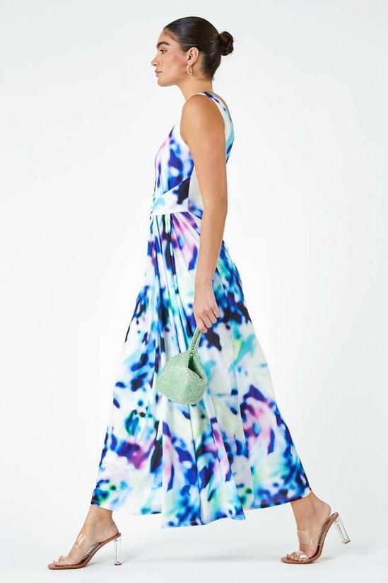 Ariella Abstract Print Twist Drape Ruched Maxi Dress 3