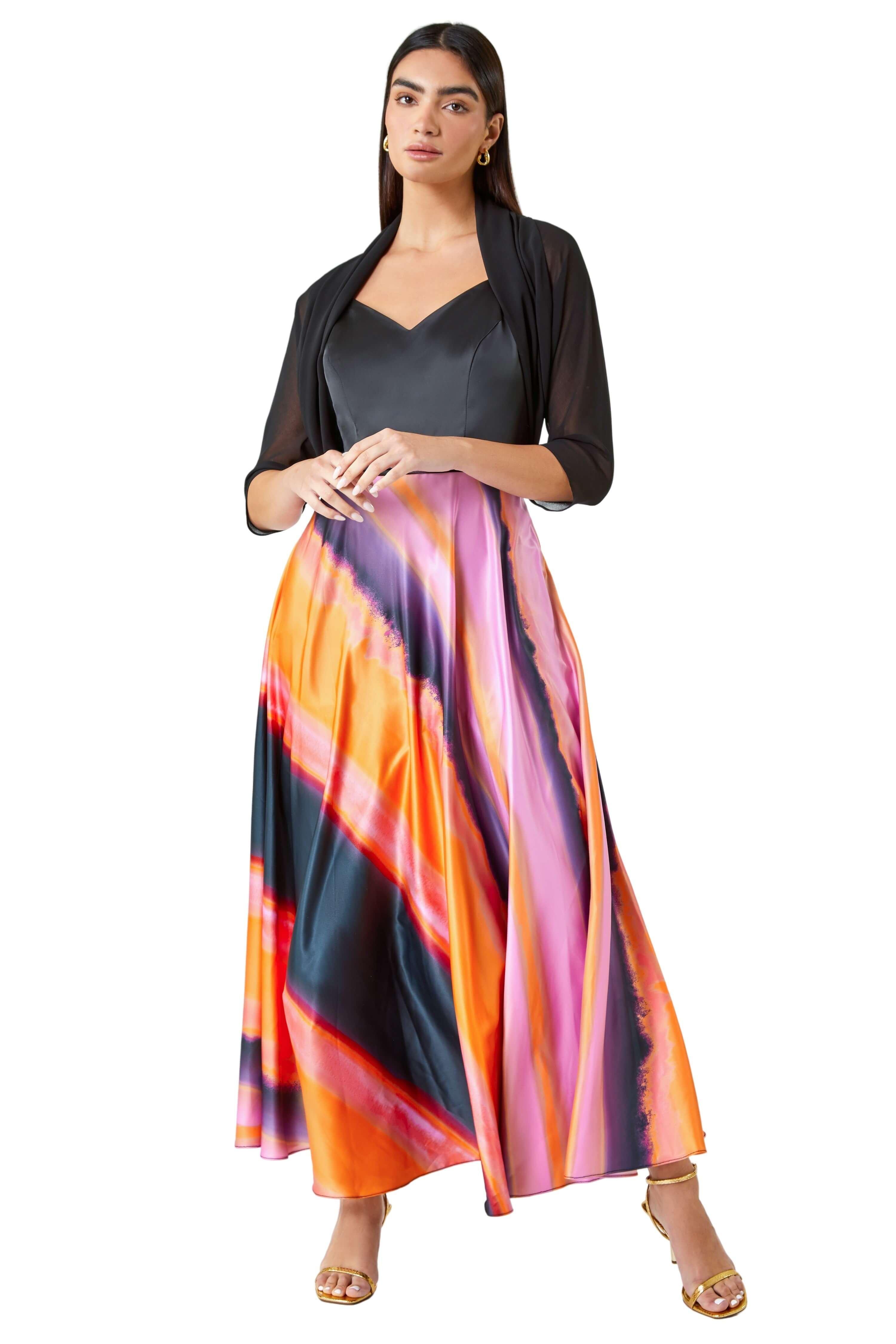 Luxe Colourblock Fit & Flare Maxi Dress