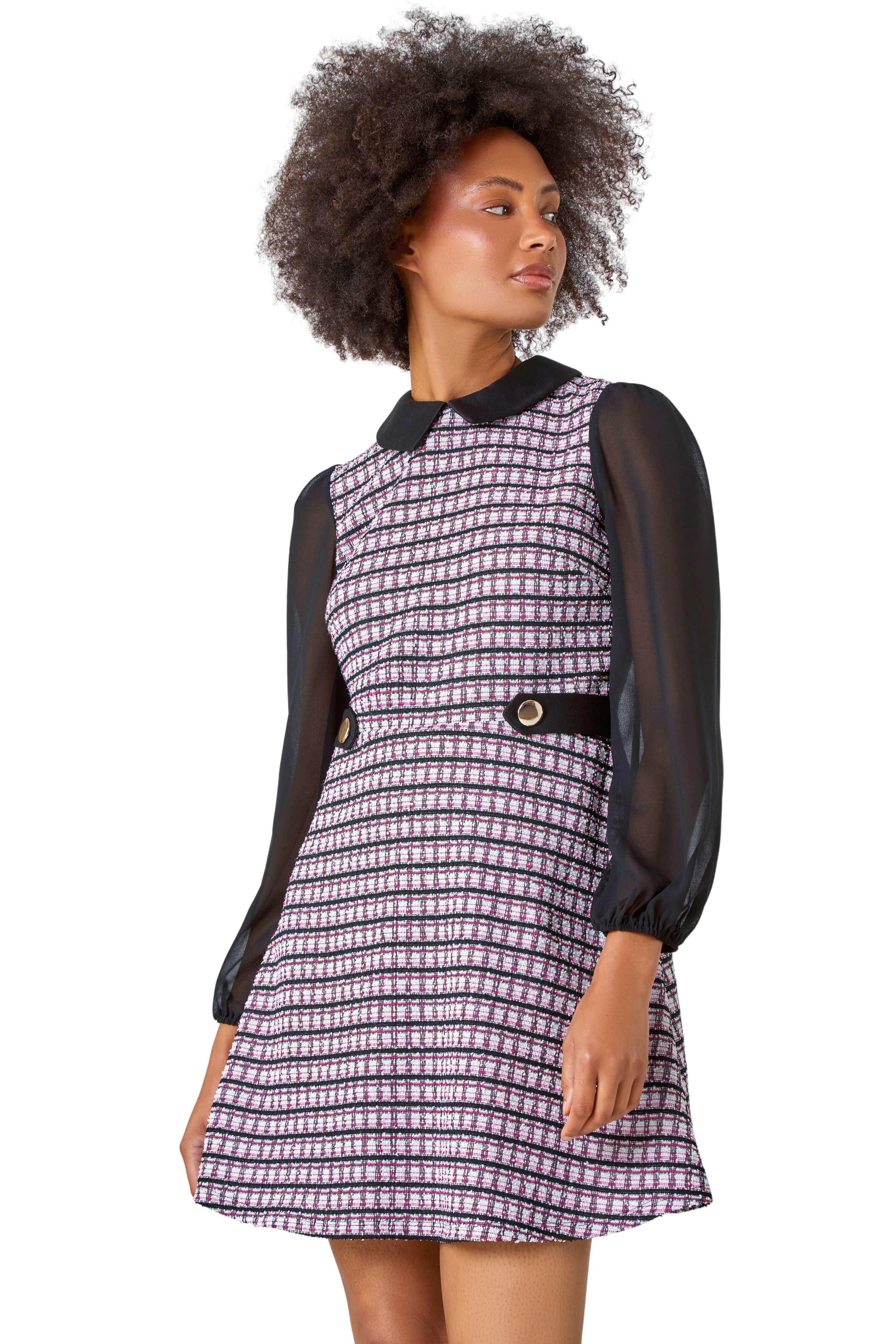 Collared Boucle Stretch Dress