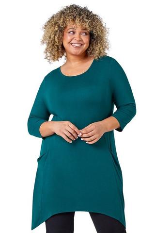 YOURS LONDON Plus Size Green Flute Sleeve Tunic Top