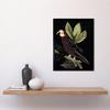 Artery8 Wall Art Print Burgundy Parrot Leaves Tree Branch on Black Vintage Linocut Art Framed thumbnail 2