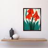 Artery8 Modern Abstract Crimson Red Bloom Wild Flowers Teal Leaves on White Art Print Framed Poster Wall Decor 12x16 inch thumbnail 2