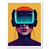 Artery8 Gamer Gaming Painting Illustration Streaming VR Video Game Headset Woman Art Print Framed Poster Wall Decor 12x16 inch thumbnail 1