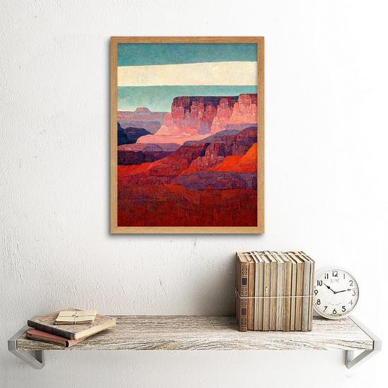 Artery8 Modern Abstract Grand Canyon Style Arizona Landscape Painting Art Print Framed Poster Wall Decor 12x16 inch 2