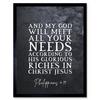Artery8 Wall Art Print Philippians 4:19 GOD Will Meet All Your Needs Christ Jesus Christian Bible Verse Quote Scripture Typography Art Framed thumbnail 1