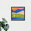Artery8 Wall Art Print Abstract Sunset Landscape Watercolour Land Sea Sky Square Framed Picture 16X16 Inch thumbnail 2