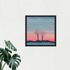 Artery8 Wall Art Print Two Winter Trees Sunset Simple Landscape Soft Watercolour Painting Square Framed Picture 16X16 Inch thumbnail 2