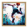 Artery8 City Basketball Slam Dunk Sport Splatter Watercolour Painting Teal Orange Square Framed Wall Art Print Picture 16X16 Inch thumbnail 1