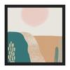 Artery8 Wall Art Print Abstract Landscape Fields Sun Soft Modern Boho Earthy Toned Bohemian Watercolour Painting Square Framed Picture 16X16 Inch thumbnail 1