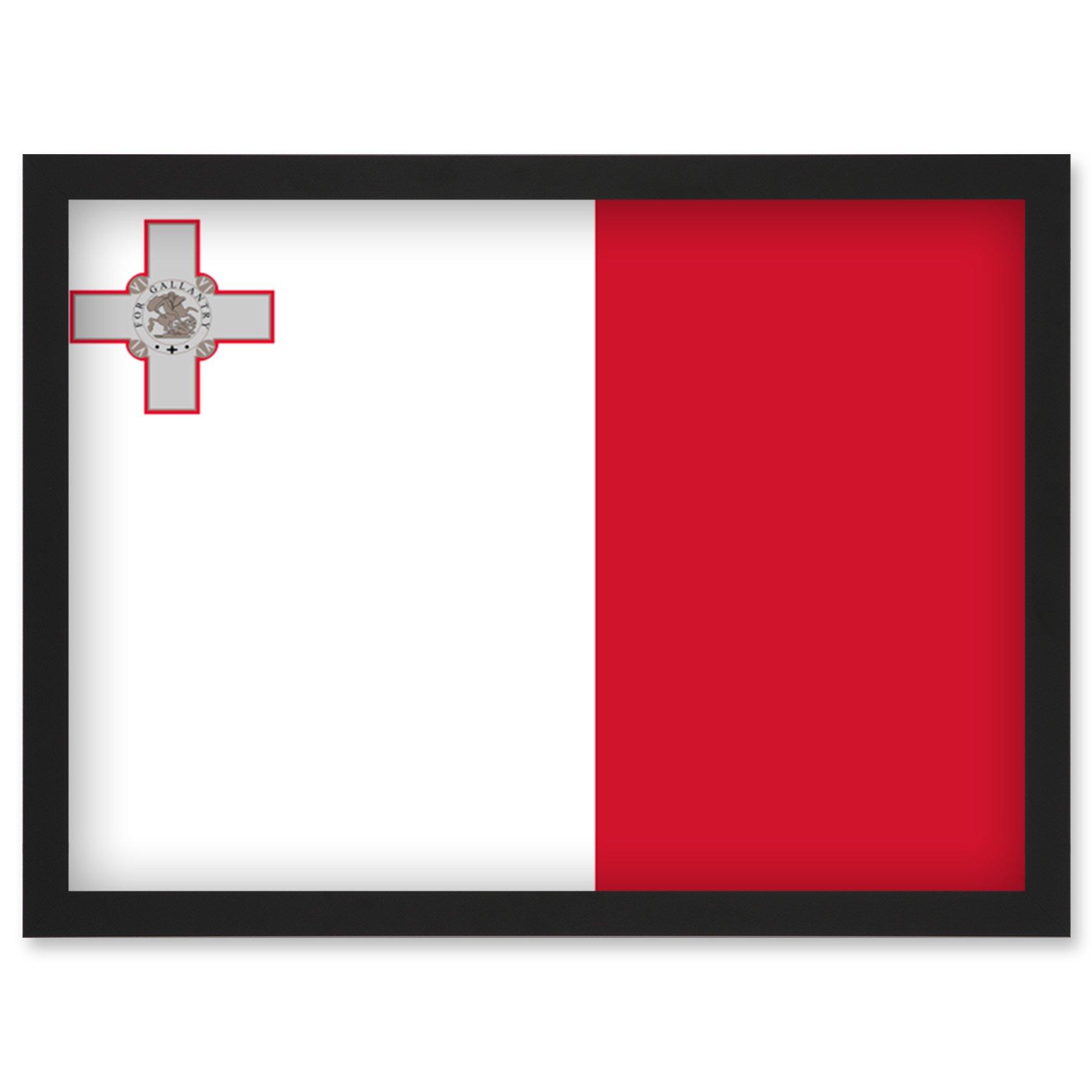 malta national flag vexillology world flags country region poster artwork framed wall art print a4