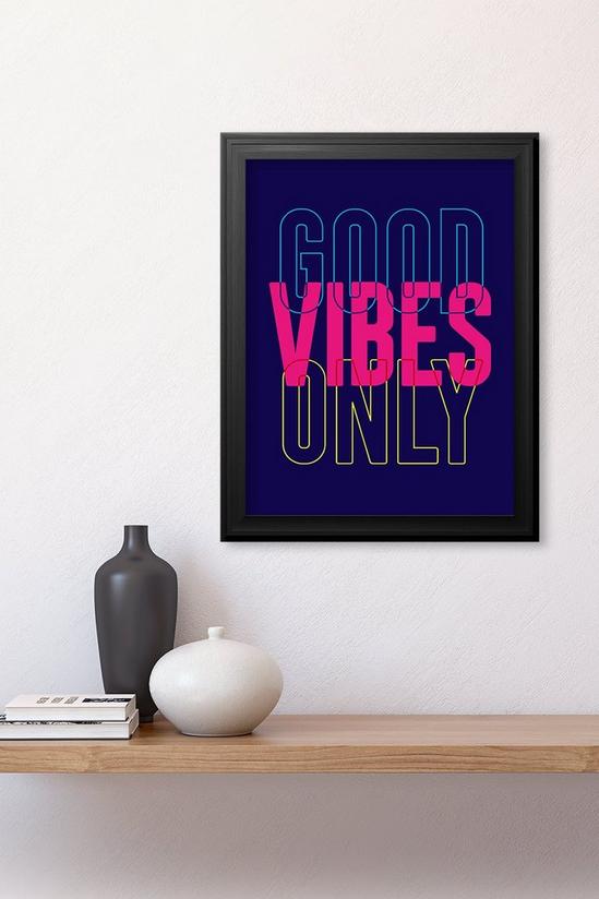 Wee Blue Coo Wall Art Print Good Vibes Only Quote Typography Premium Black Framed 3