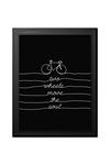 Wee Blue Coo Two Wheels Move the Soul Quote Cycling Bike Black Framed Art Print thumbnail 1