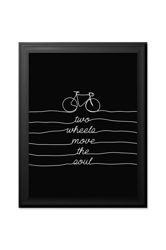 Wee Blue Coo Two Wheels Move the Soul Quote Cycling Bike Black Framed Art Print 1