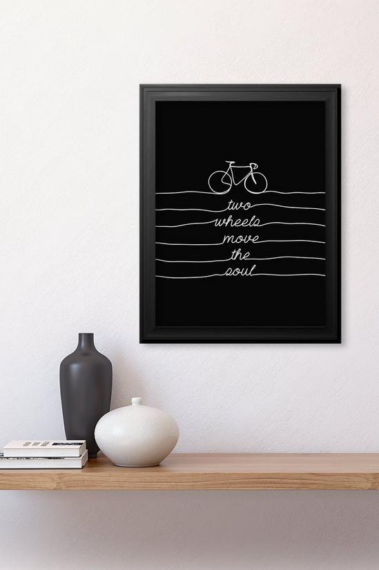 Wee Blue Coo Two Wheels Move the Soul Quote Cycling Bike Black Framed Art Print 3