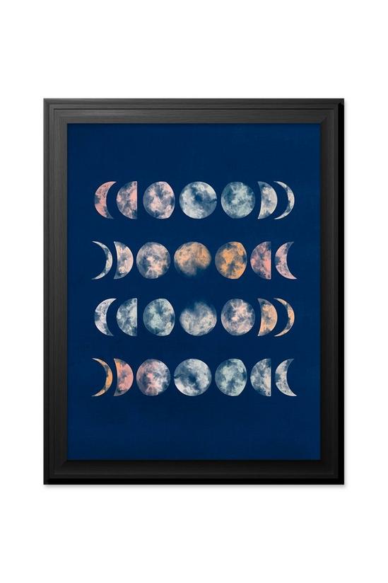 Wee Blue Coo Wall Art Print Lunar Moon Phases Watercolour Premium Black Framed 1