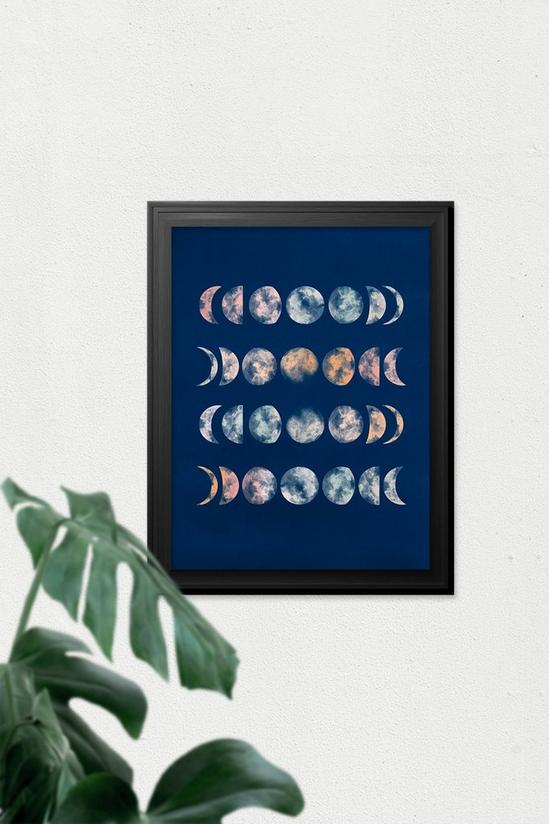 Wee Blue Coo Wall Art Print Lunar Moon Phases Watercolour Premium Black Framed 2